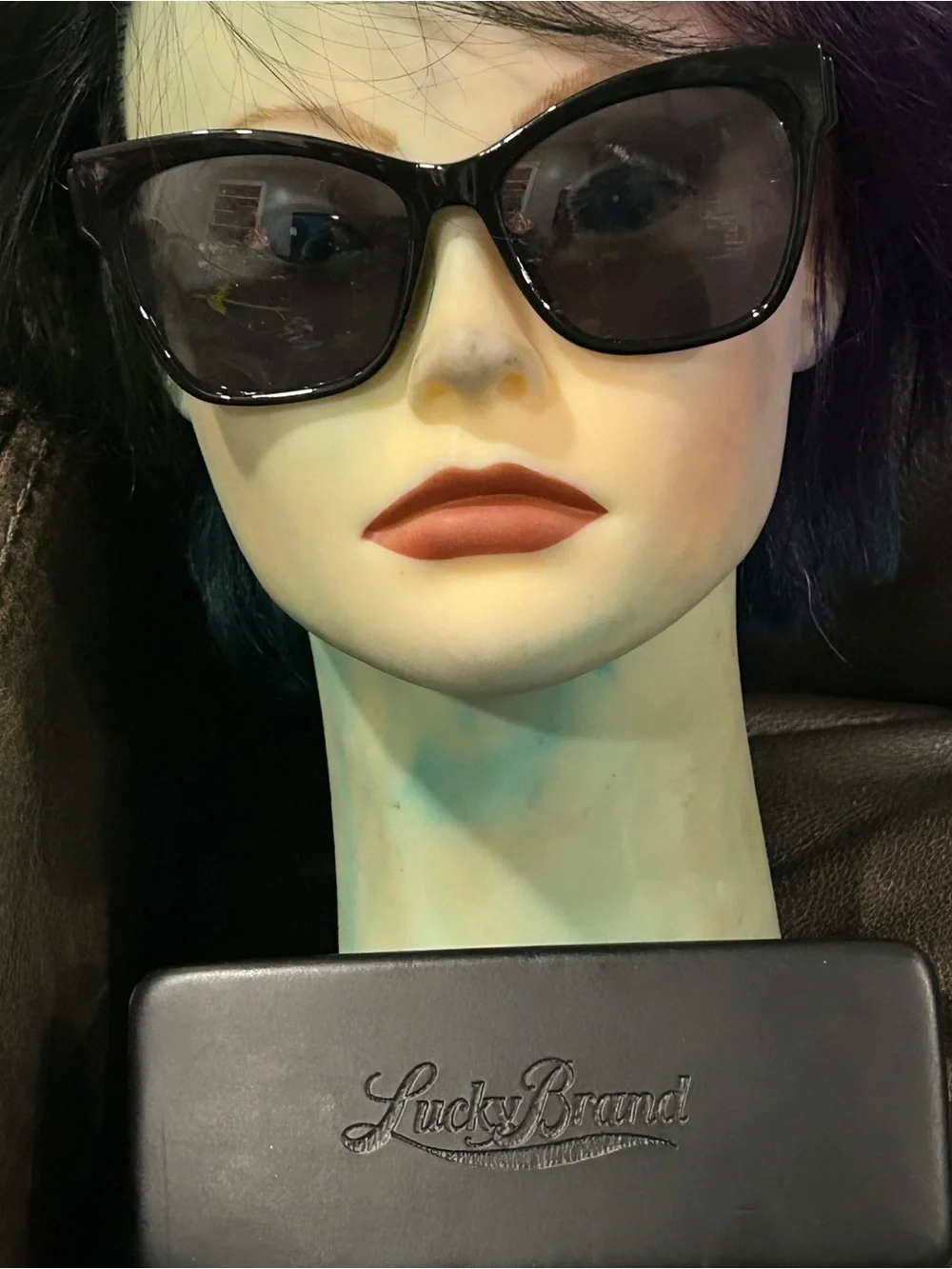 Lucky Brand Black Square Sunglasses with Dark Lenses